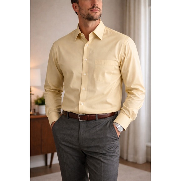 Jos. A. Bank Other - Jos A Bank 17-34 Travelers Collection Dress Shirt Yellow